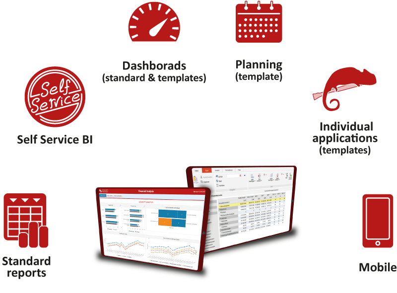 features Sesam features: dashboards, planning, self-service BI, individual applications, standard reports, mobile